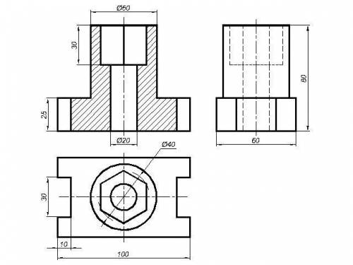 Инженерная графика (Черчение) БУКСА ВЫРУЧАЙ По двум видам детали построить третий, сделать разрезы,