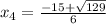 x_{4}=\frac{-15+\sqrt{129} }{6}