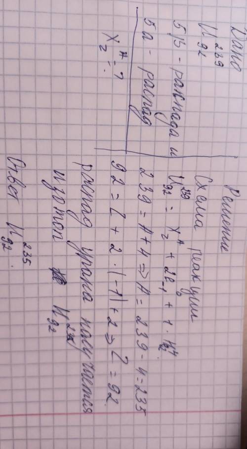 Какой элемент образуется из урана 239\92 после 5 альфа распадов и 5 бета распадов ?