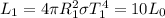 L_1 = 4\pi R_1^2 \sigma T_1^4 = 10 L_0