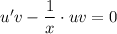 u'v-\dfrac{1}{x}\cdot uv=0