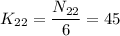 K_{22}=\dfrac{N_{22}}{6} =45