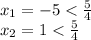 x_1=-5 < \frac{5}{4} \\x_2 = 1 < \frac{5}{4}