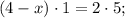 (4-x) \cdot 1=2 \cdot 5;