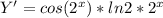 Y' = cos(2^{x} )*ln2*2^{x}