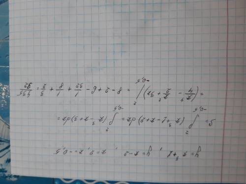 Найдите площадь криволинейной трапеции ограниченной линиями y=x^3+1,y=x-2,x=2,x=-0,5