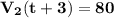 \dislpaystyle\bf V_2( t+3)=80