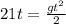 21t=\frac{gt^2}2