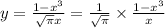 y = \frac{1 - {x}^{3} }{ \sqrt{ \pi} x} = \frac{1}{ \sqrt{\pi} } \times \frac{1 - {x}^{3} }{x} \\