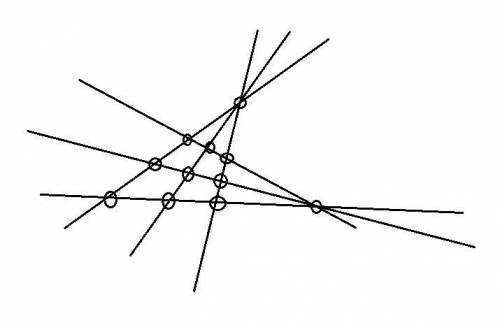 Mожно ли провести шесть прямых и отметить на них 11 прямых линий так, чтобы на каждой было прямое за
