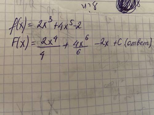 Укажите первообразную функции f(x)=2x^3+4x^5-2​