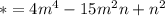 *= 4m^4-15m^2n+n^2