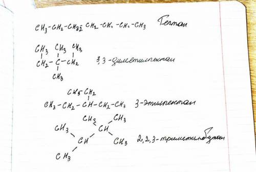 Составьте 4 структурных изомера C7H16 и дайте им соответствующие названия