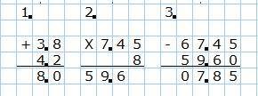 B) 67,45 - 7,45 (3,8 + 4,2); Г) 28,6 + 11,4 × (6,595 + 3,405);решите выражения по действиям в столби