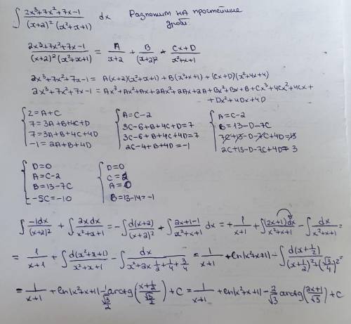 Вычислите интегралы от рациональных дробей: