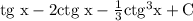 \rm tg \; x-2\rm ctg \; x-\frac{1}{3}\rm ctg^3x+C