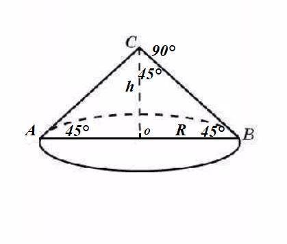 Осевым сечением конуса является равнобедренный прямоугольный треугольник, площадь которого 9 м2. Най