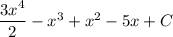 \dfrac{3x^4}{2}-x^3+x^2-5x+C