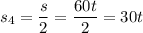 s_4=\dfrac s2=\dfrac{60t}2=30t