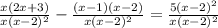 \frac{x(2x + 3)}{x(x-2)^2} - \frac{(x - 1)(x - 2)}{x(x-2)^2} = \frac{5(x-2)^2}{x(x-2)^2\\}