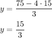 y=\dfrac{75-4 \cdot 15}{3}\\\\y=\dfrac{15}{3}