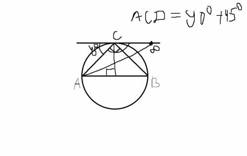 Касательная CD и диаметр AB параллельны. найдите угол ACD​