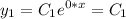 \displaystyle y_1=C_1e^{0*x}=C_1