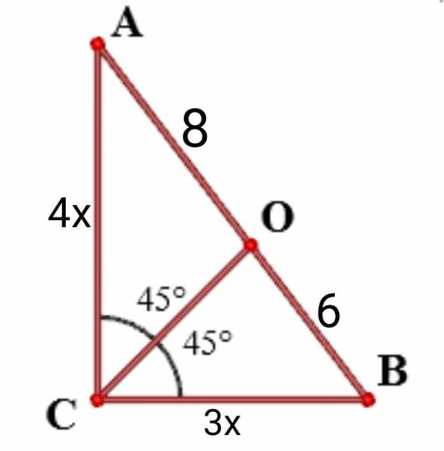 биссектриса прямоугольного ТРЕУГОЛЬНИКА проведеный в гипотенузу разделяет его на 6 и 8 см. найдите п