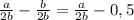 \frac{a}{2b} - \frac{b}{2b} = \frac{a}{2b} - 0,5