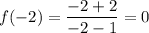 f(-2)=\dfrac{-2+2}{-2-1}=0