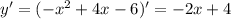 y'=(-x^2+4x-6)'=-2x+4