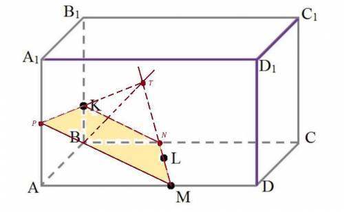 Задан прямоугольный параллелепипед ABCDA1B1C1D1. Точка K лежит на ребре BB1, точка M – на ребре AD,