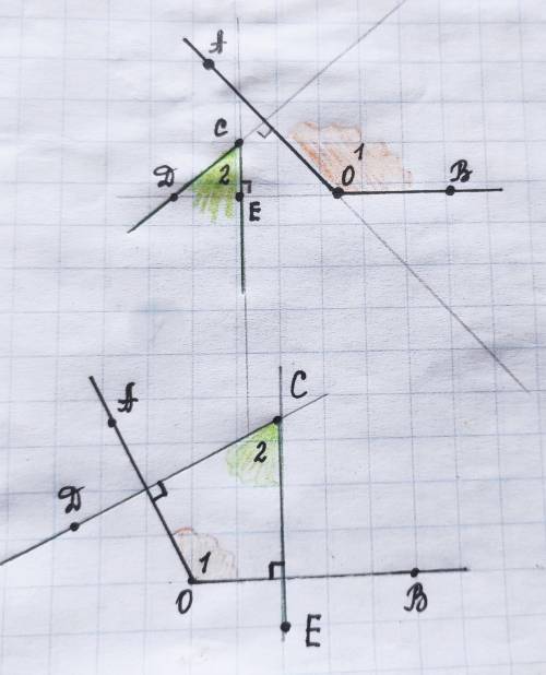 Дано два угла стороны одного угла располагаются на перпендикулярных отрезках, содержащих стороны дру