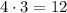 4\cdot3=12