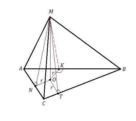 D(M,AD)=d,(M,BC)=d(M,AC)=5, AC=9,BC=12,M∉ABCНайдите: d(M,ABC).За решение