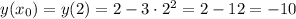 y(x_0)=y(2)=2-3\cdot2^2=2-12=-10