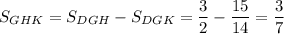 S_{GHK}= S_{DGH}-S_{DGK}= \dfrac{3}{2} -\dfrac{15}{14} = \dfrac{3}{7}