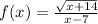 f(x)=\frac{\sqrt{x+14} }{x-7}