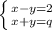 \left \{ {{x - y=2} \atop {x + y = q}} \right.