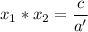 \displaystyle x_1*x_2=\frac{c}{a'}