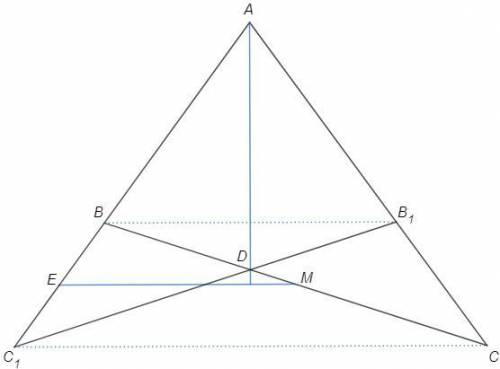 На рисунке ∠ABC=2∠ACB ; ∠BAD=∠CAD ; M середина BC ; AF⊥EM . Если BE=1 . Найдите BD =?