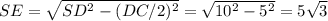 SE=\sqrt{SD^2-(DC/2)^2}=\sqrt{10^2-5^2}=5\sqrt{3}