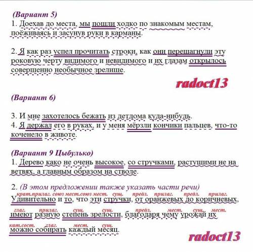 Сделайте синтаксический разбор, только подчеркнуть. (Вариант 5) 1. Доехав до места, мы пошли ходко п