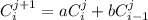 C_i^{j+1}=aC_i^j+bC_{i-1}^j