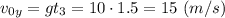 v_{0y}=gt_3 = 10 \cdot 1.5 = 15~(m/s)