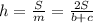 h=\frac{S}{m}=\frac{2S}{b+c}