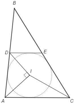 Точка I — центр окружности, вписанной в треугольник ABC, D — середина стороны AB. Найдите периметр т