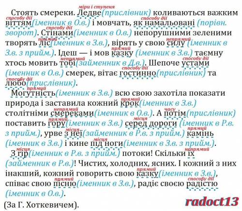 Запишіть речення. Підкресліть додатки й обставини. Визначте їх різновид іб вираження. Стоять смереки