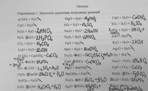 Оксиды. реакции у которых продукт может растворится в воде.