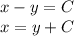 x-y=C\\x = y+C